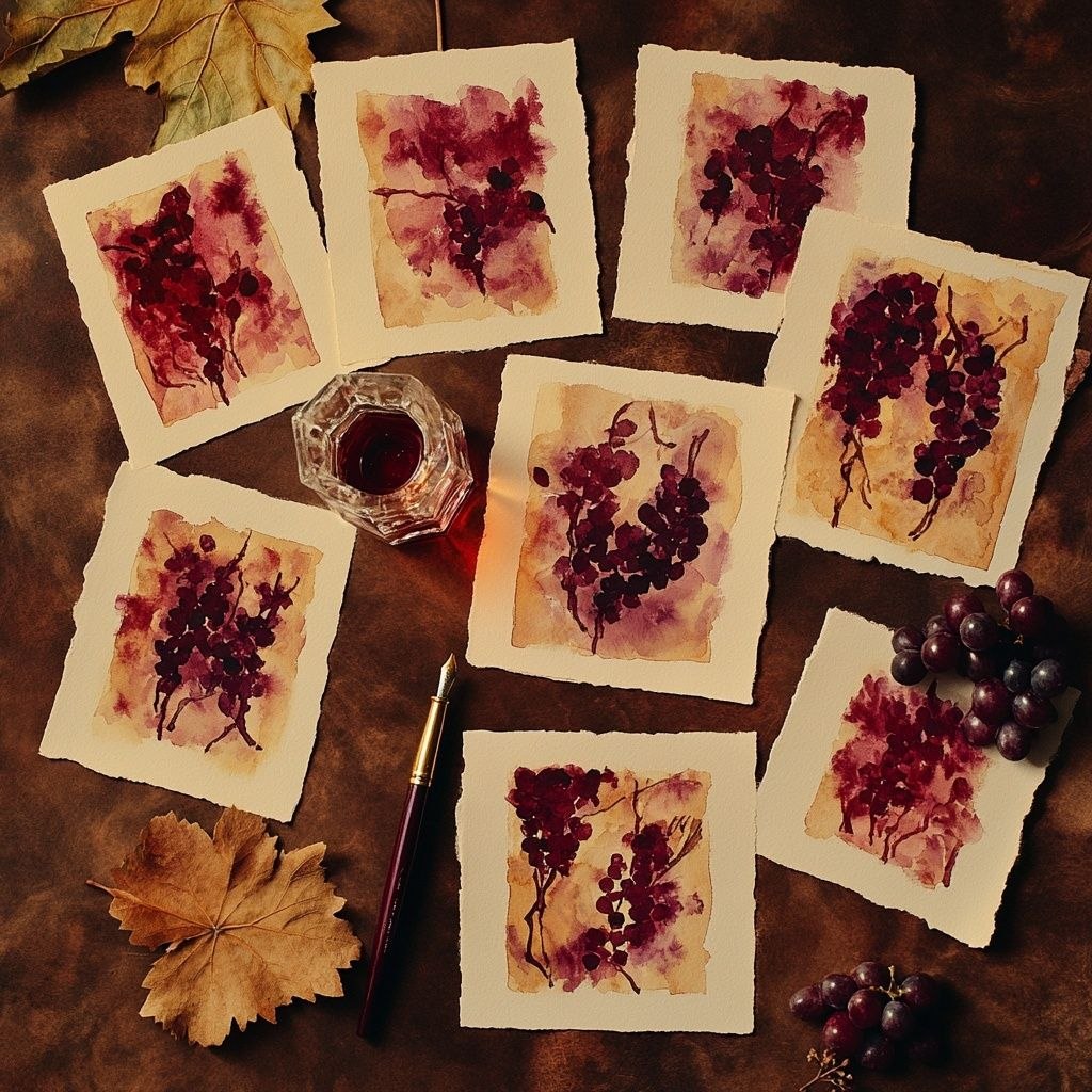 Wine painting in progress